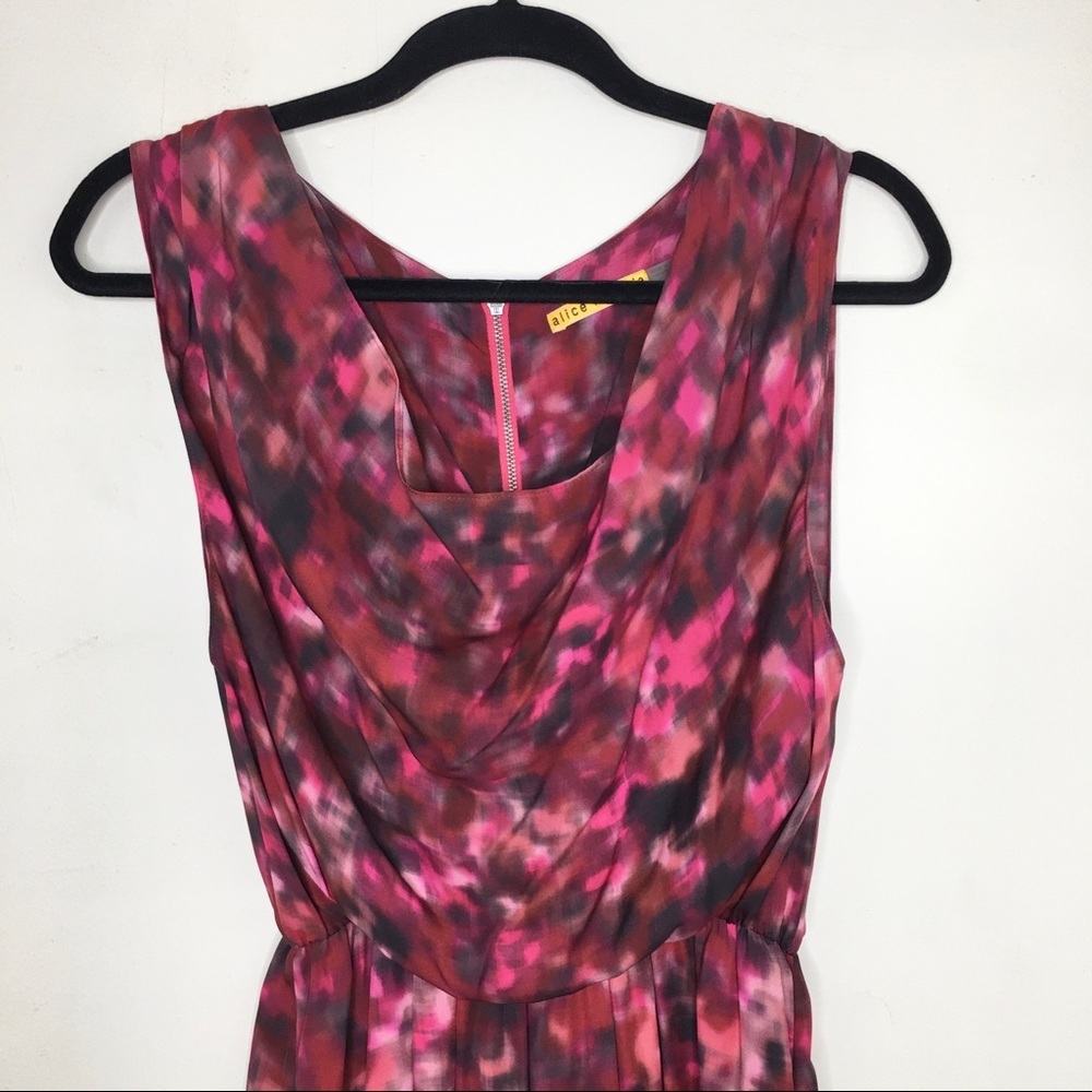 Alicia + Olivia Red‎ Watercolor Silk Mini Dress - Picture 6 of 16